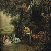 WATTEAU, Antoine A Halt During the Chase21 oil painting on canvas
